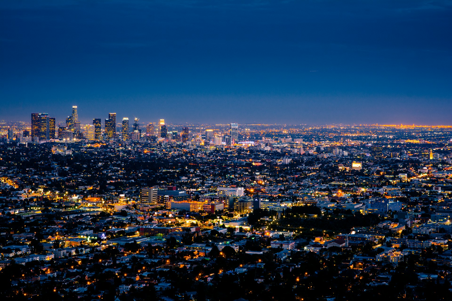 City towers at dusk